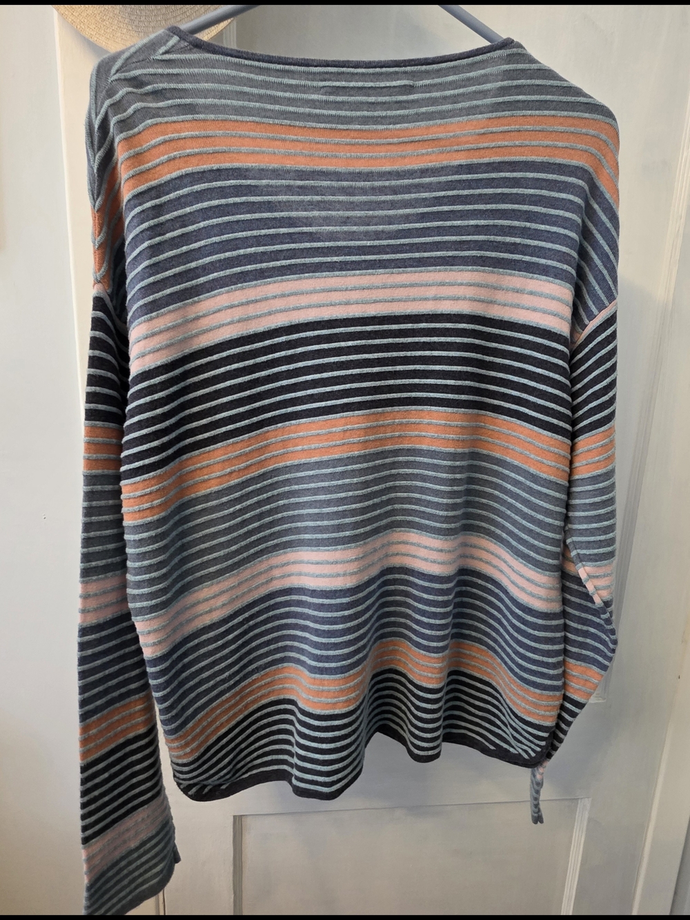 Mansted Striped Button-Front Cardigan in Blue, Pink & Orange - Picture 2 of 4